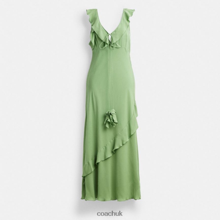 Coach Women V NECK BIAS DRESS Green D0DL44518