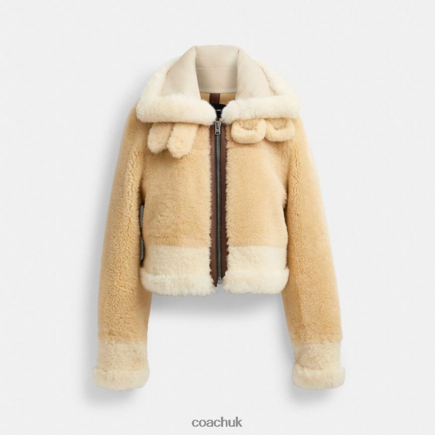 Coach Women ALL OVER SHEARLING SHRUNKEN AVIATOR Cream Multi D0DL44453