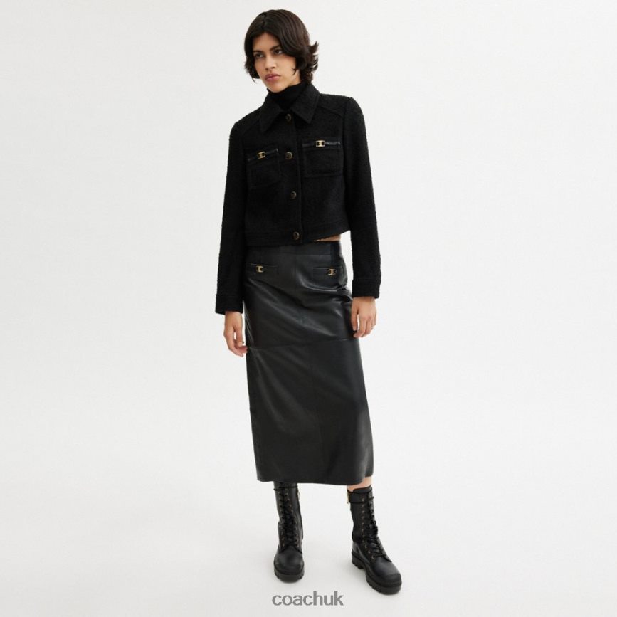 Coach Women BOUCLE SHRUNKEN JACKET Black D0DL44448