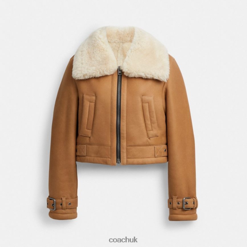 Coach Women CROPPED SHEARLING AVIATOR Brown Multi D0DL44456