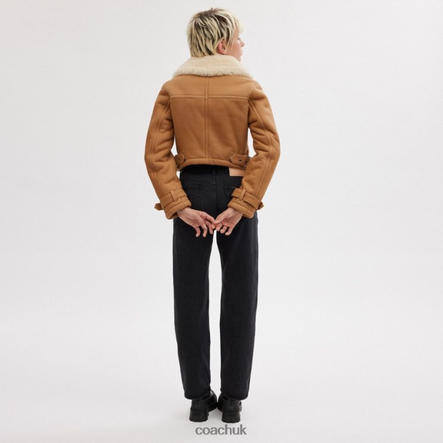 Coach Women CROPPED SHEARLING AVIATOR Brown Multi D0DL44456