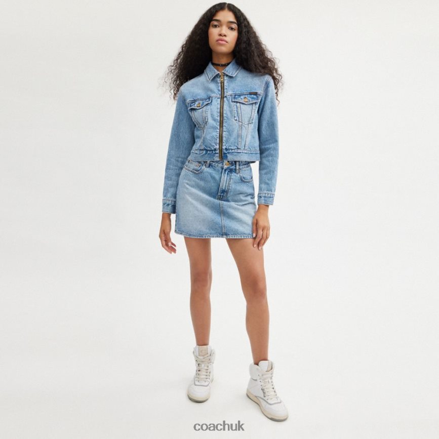 Coach Women DENIM CROPPED JACKET LIGHT BLUE D0DL44445