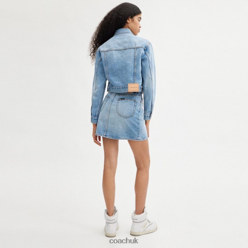 Coach Women DENIM CROPPED JACKET LIGHT BLUE D0DL44445