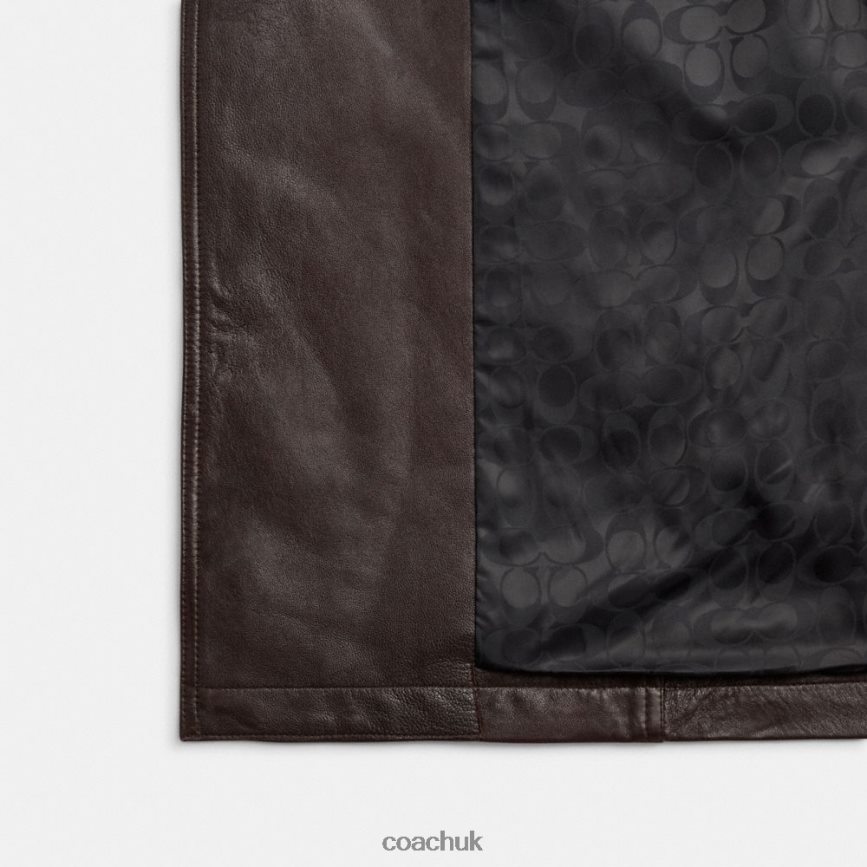 Coach Women DOUBLE BREASTED LEATHER TRENCH Brown D0DL44455