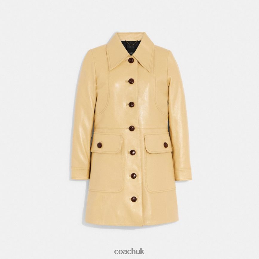 Coach Women LEATHER TRENCH COAT TAN D0DL44466