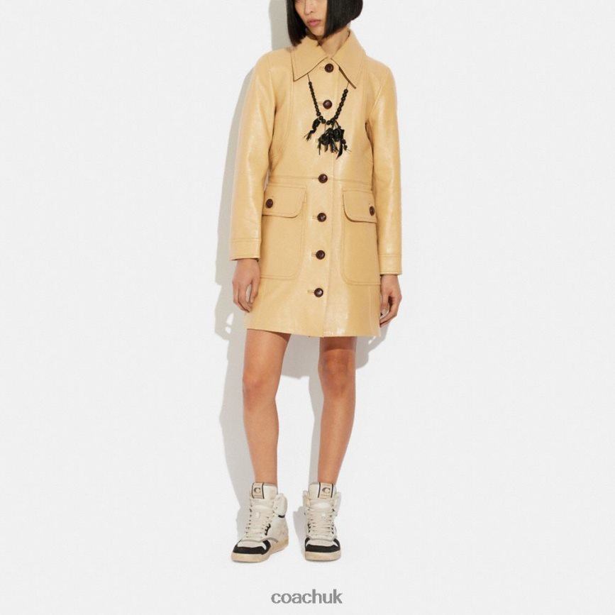 Coach Women LEATHER TRENCH COAT TAN D0DL44466