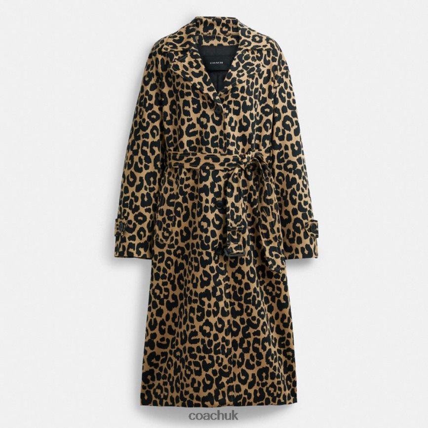 Coach Women LEOPARD OVERSIZED TRENCH COAT Leopard D0DL44437