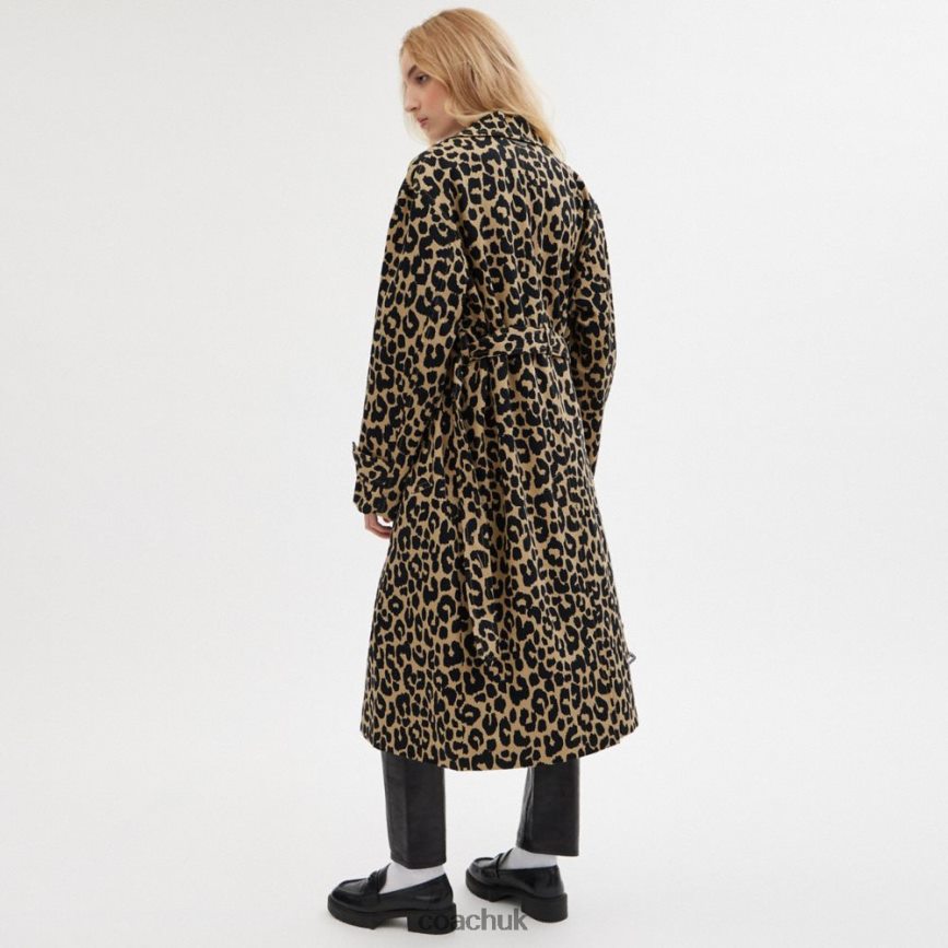 Coach Women LEOPARD OVERSIZED TRENCH COAT Leopard D0DL44437