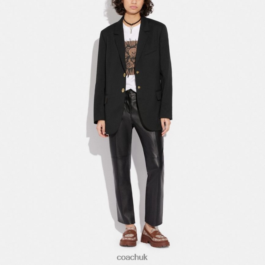 Coach Women RELAXED BLAZER WITH SIGNATURE LINING Black D0DL44469