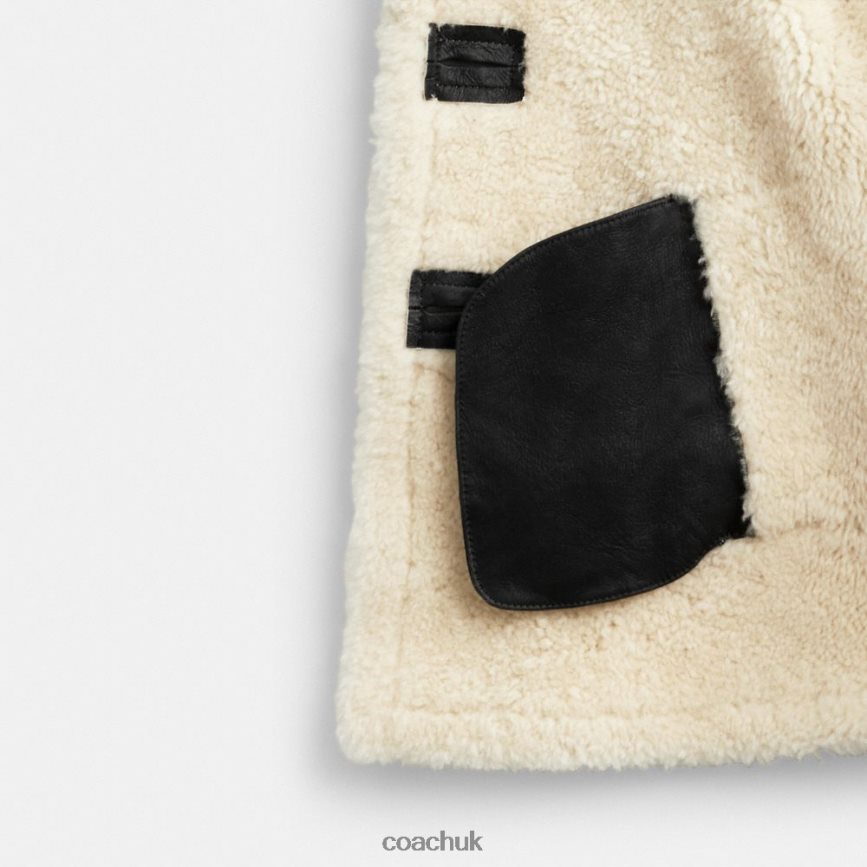 Coach Women SHAWL COLLAR SHEARLING COAT Black D0DL44443