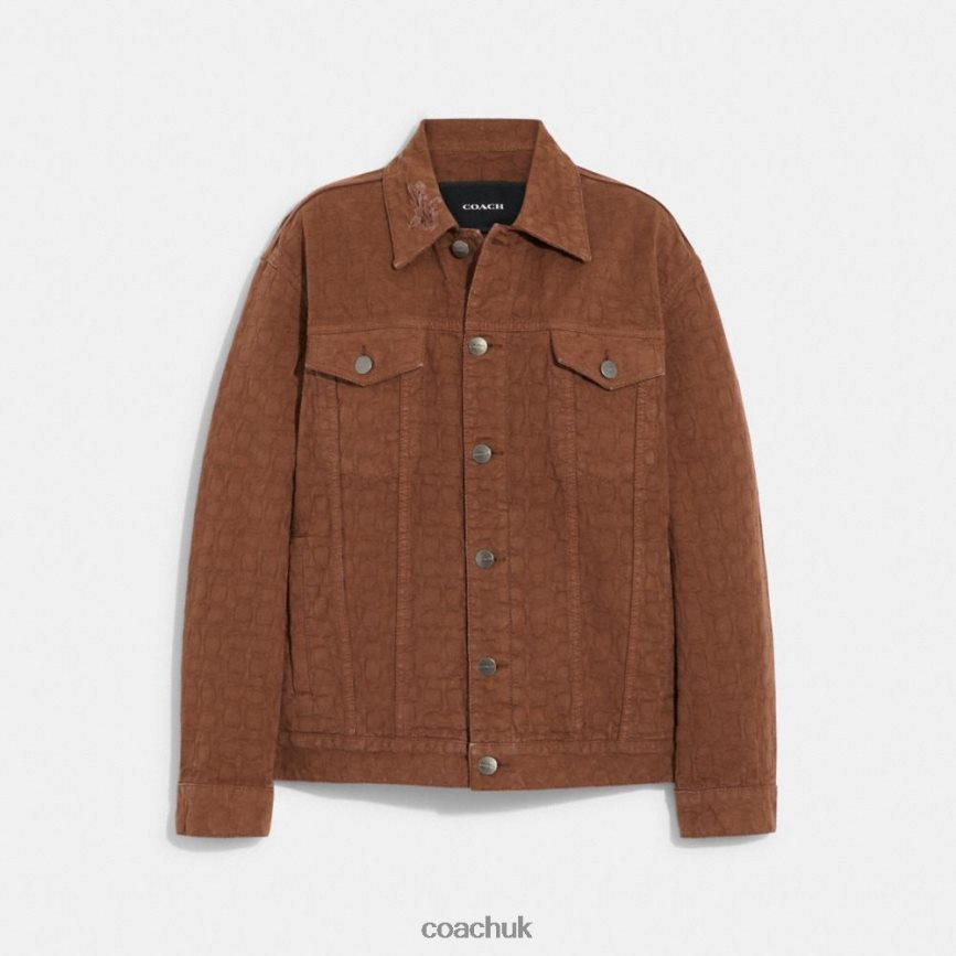 Coach Women SIGNATURE JACQUARD DENIM JACKET Brown Signature D0DL44464