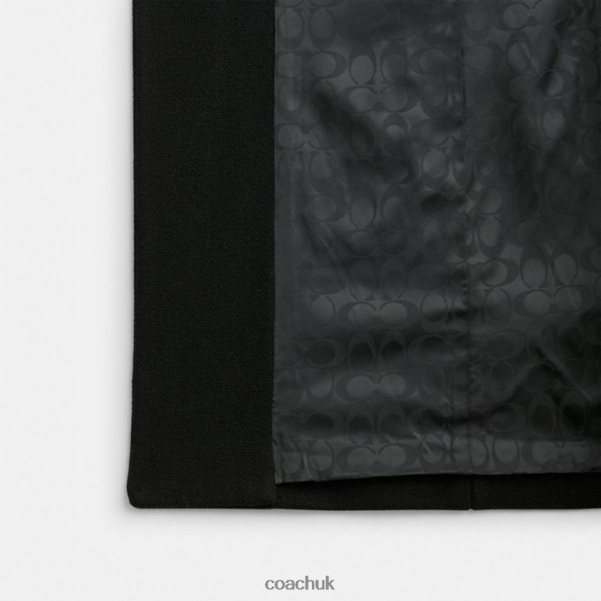 Coach Women WOOL COAT WITH SHEARLING COLLAR Black D0DL44449