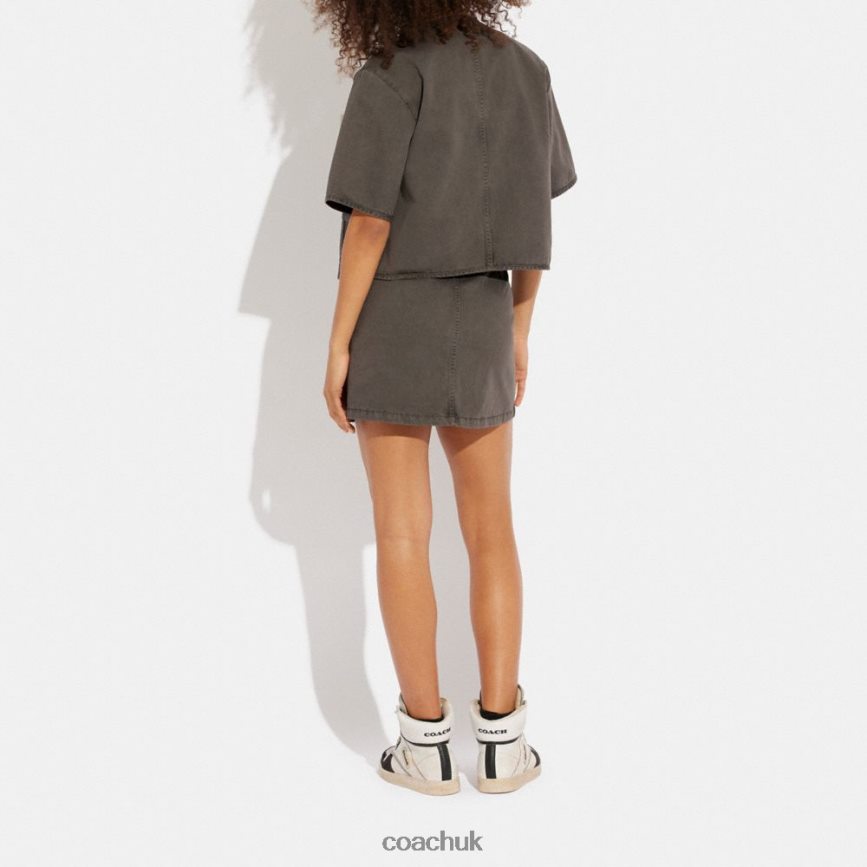 Coach Women WOVEN SET SHORT SLEEVE JACKET WASHED BLACK D0DL44461