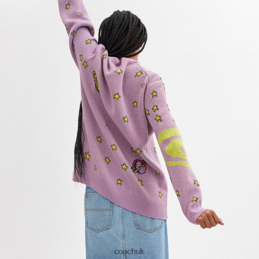 Coach Women COSMIC COACH SWEATER PURPLE MULTI D0DL44477