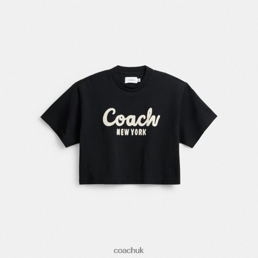 Coach Women CURSIVE SIGNATURE CROPPED T-SHIRT Black D0DL44472