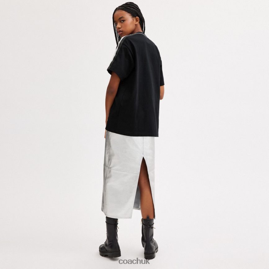 Coach Women EMBELLISHED VARSITY T-SHIRT Black D0DL44485