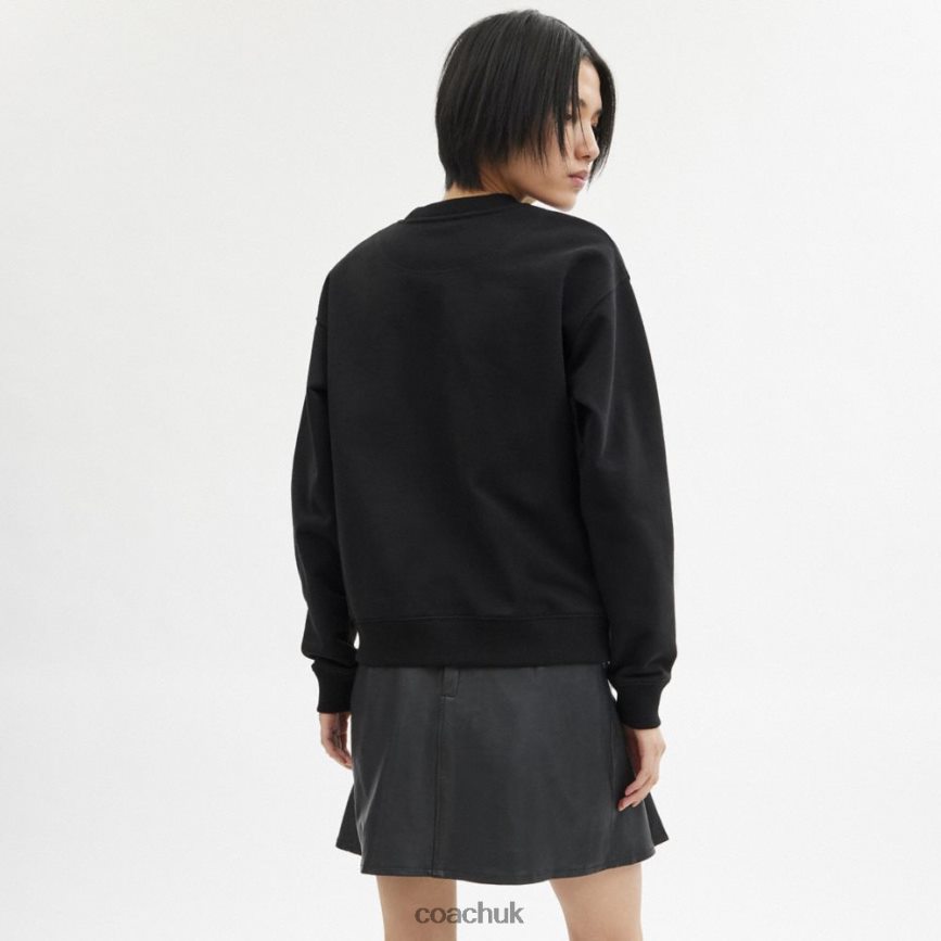 Coach Women HEART CREWNECK SWEATER Black D0DL44471