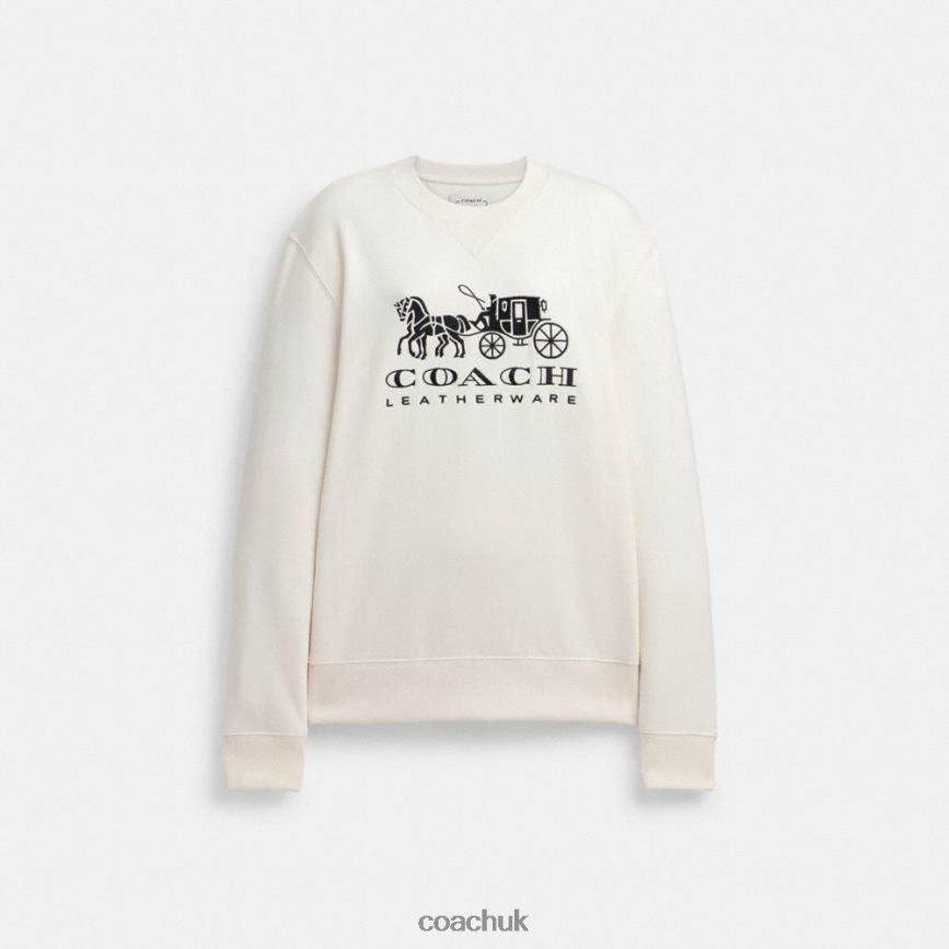 Coach Women HORSE AND CARRIAGE CREWNECK SWEATSHIRT Chalk D0DL44495