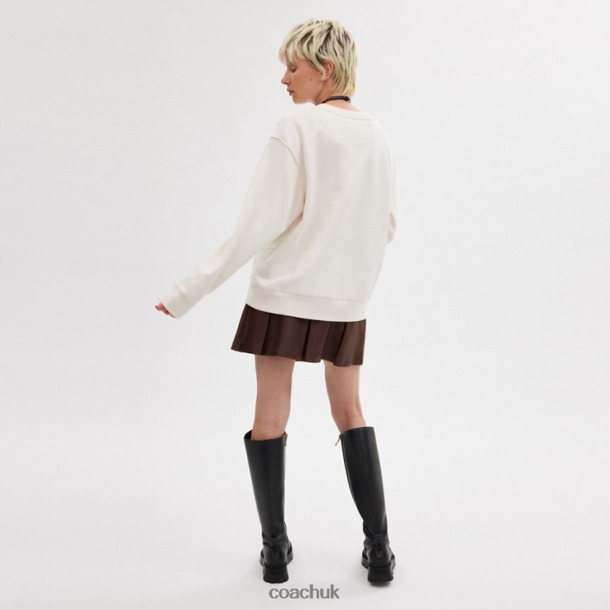 Coach Women HORSE AND CARRIAGE CREWNECK SWEATSHIRT Chalk D0DL44495