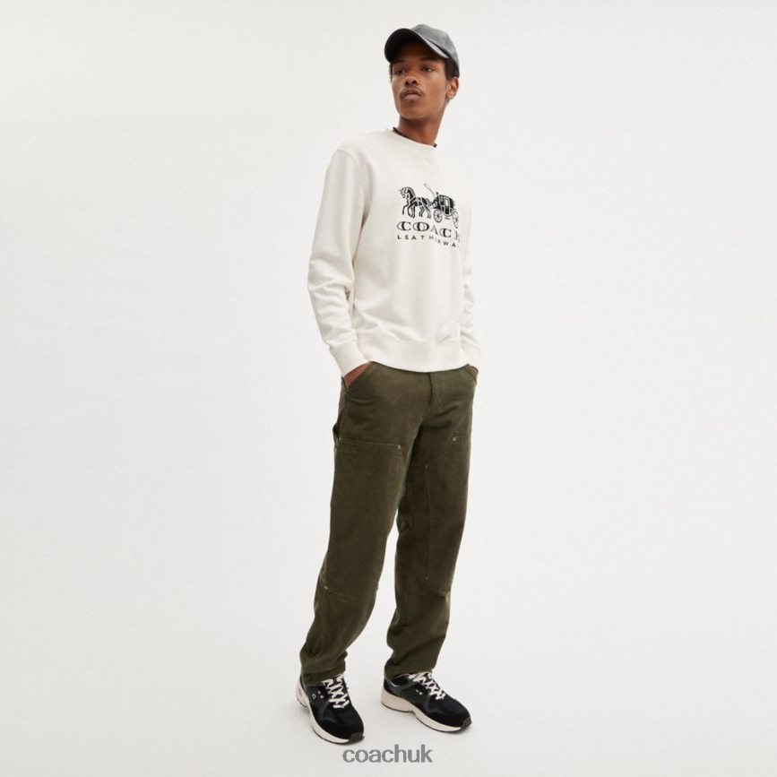 Coach Women HORSE AND CARRIAGE CREWNECK SWEATSHIRT Chalk D0DL44495