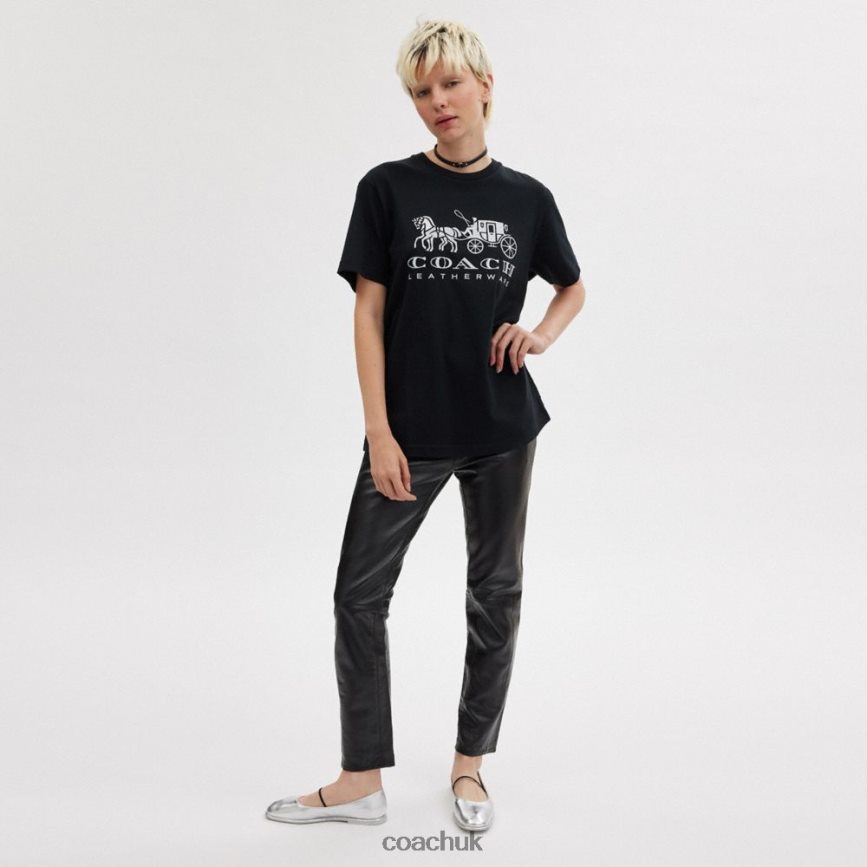 Coach Women HORSE AND CARRIAGE T-SHIRT Black D0DL44492