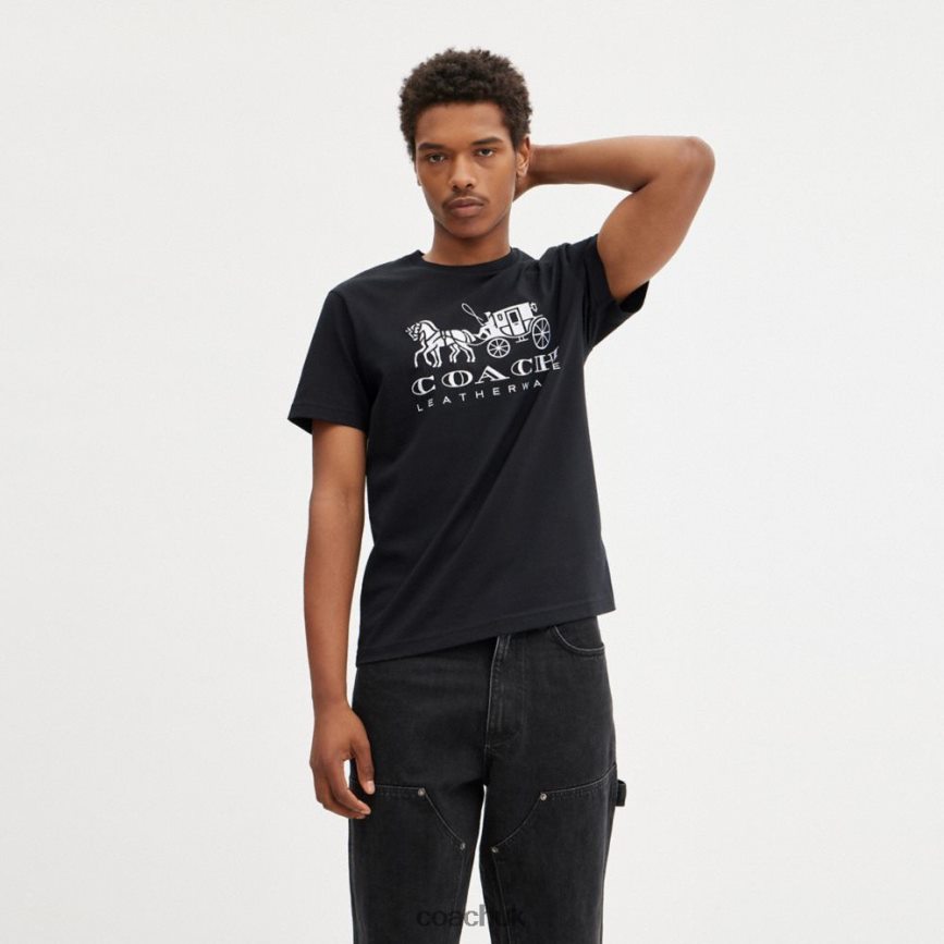 Coach Women HORSE AND CARRIAGE T-SHIRT Black D0DL44492