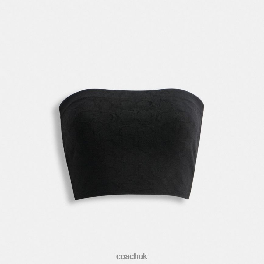 Coach Women SIGNATURE KNIT BANDEAU TOP Black D0DL44491
