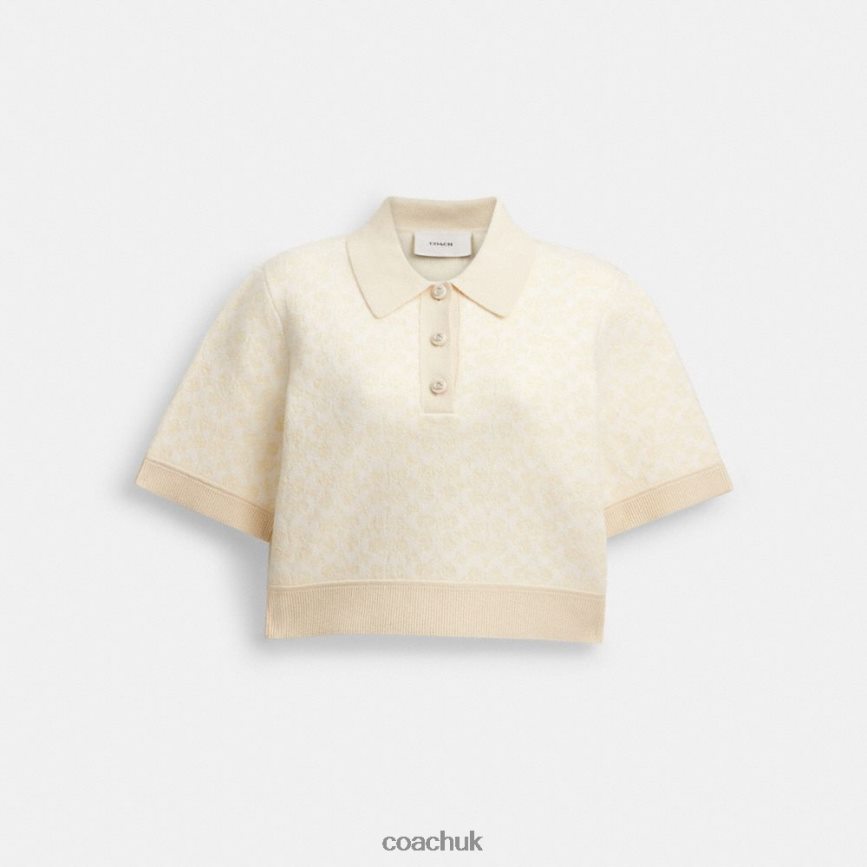 Coach Women SPORTY CROPPED POLO Cream Multi D0DL44497