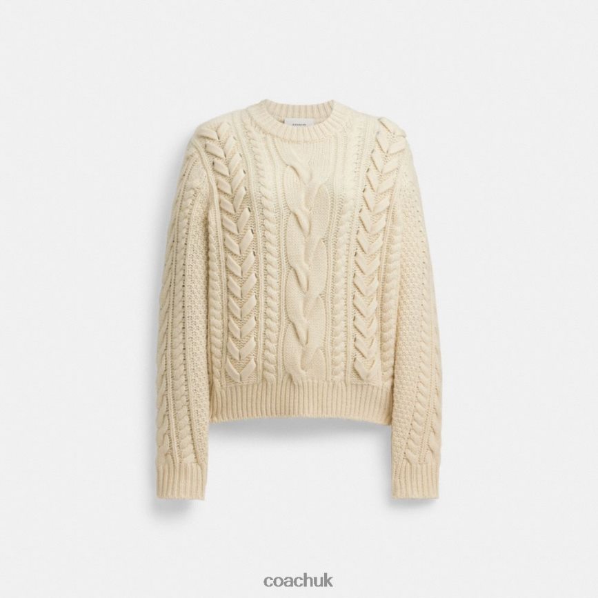 Coach Women SWEATER WITH BRAIDED DETAIL Ivory D0DL44496