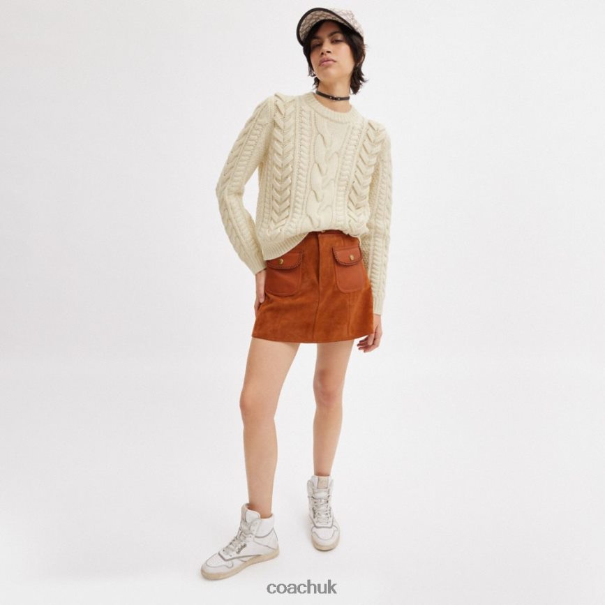 Coach Women SWEATER WITH BRAIDED DETAIL Ivory D0DL44496