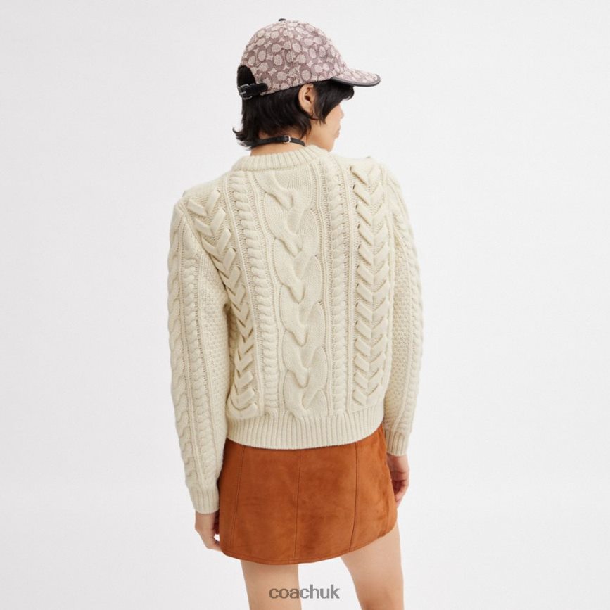 Coach Women SWEATER WITH BRAIDED DETAIL Ivory D0DL44496
