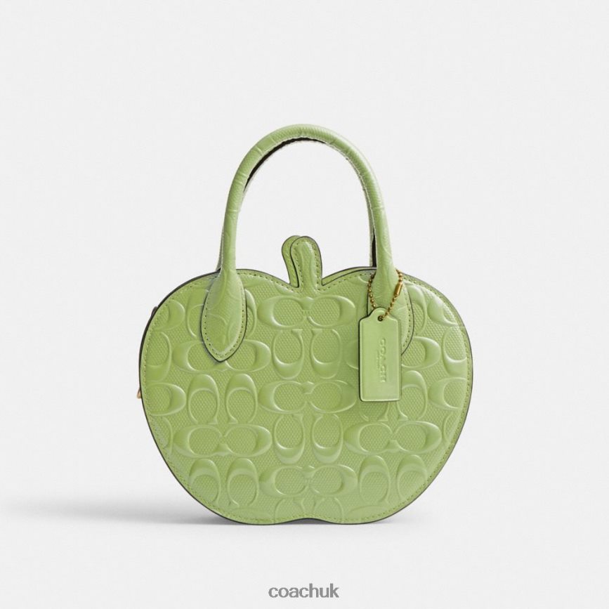 Coach Women APPLE BAG IN SIGNATURE LEATHER B4/GREEN D0DL44236