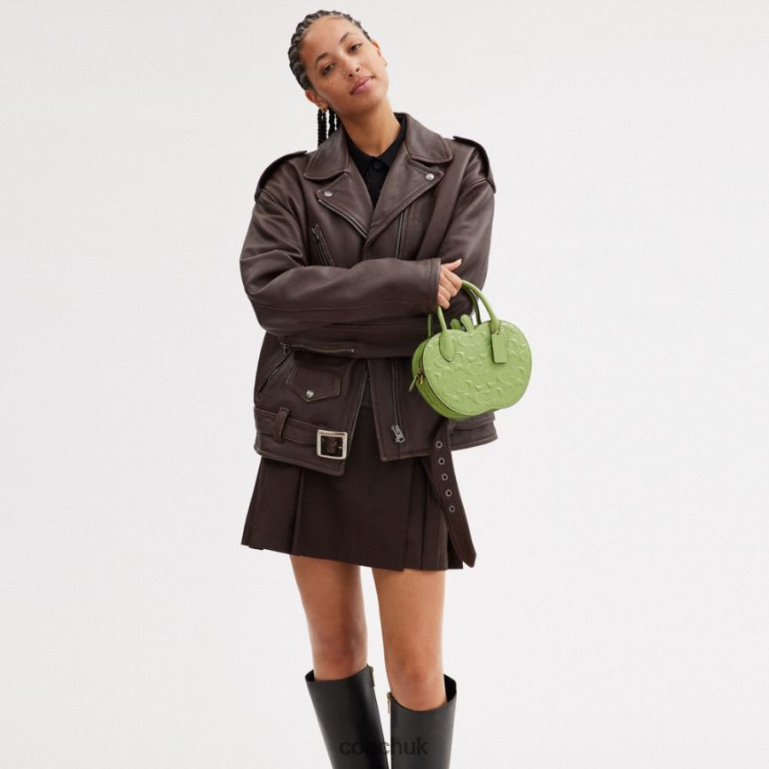 Coach Women APPLE BAG IN SIGNATURE LEATHER B4/GREEN D0DL44236