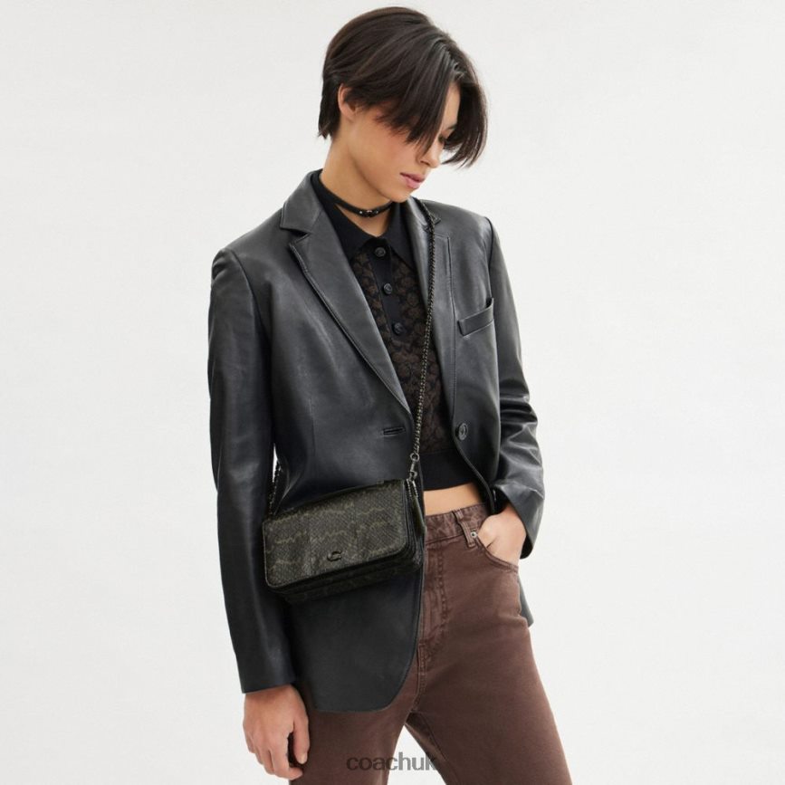 Coach Women BEA CROSSBODY IN SNAKESKIN V5/Army Green D0DL44222