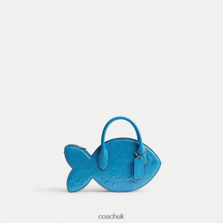 Coach Women FISH BAG IN SIGNATURE LEATHER B4/BLUE D0DL44238