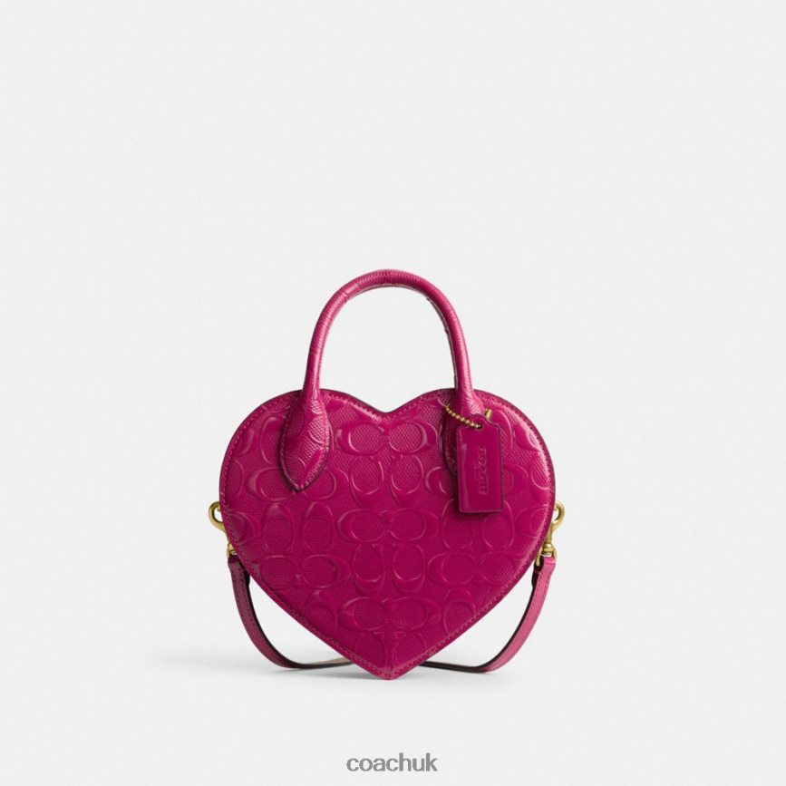 Coach Women HEART BAG IN SIGNATURE LEATHER B4/MAGENTA D0DL44240