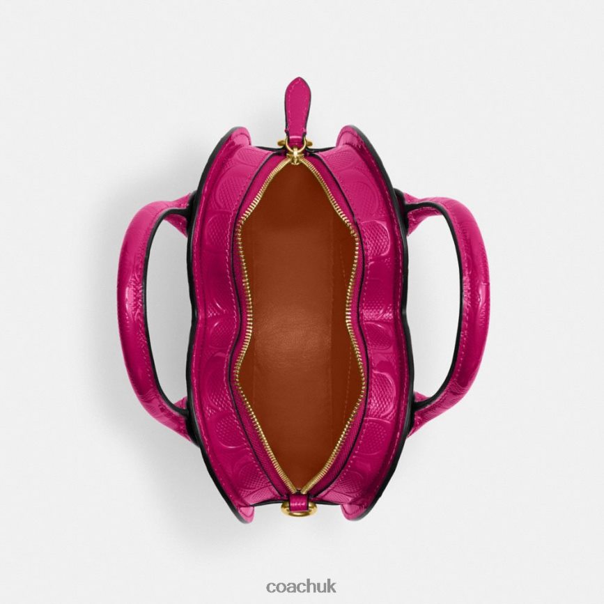 Coach Women HEART BAG IN SIGNATURE LEATHER B4/MAGENTA D0DL44240