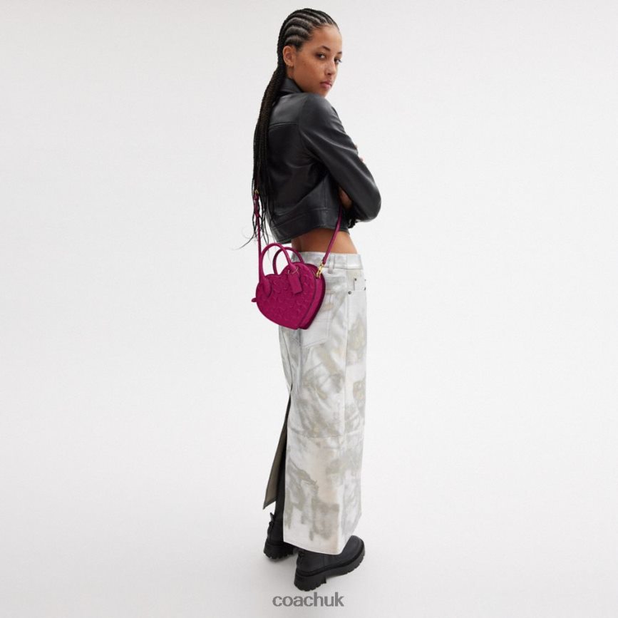 Coach Women HEART BAG IN SIGNATURE LEATHER B4/MAGENTA D0DL44240