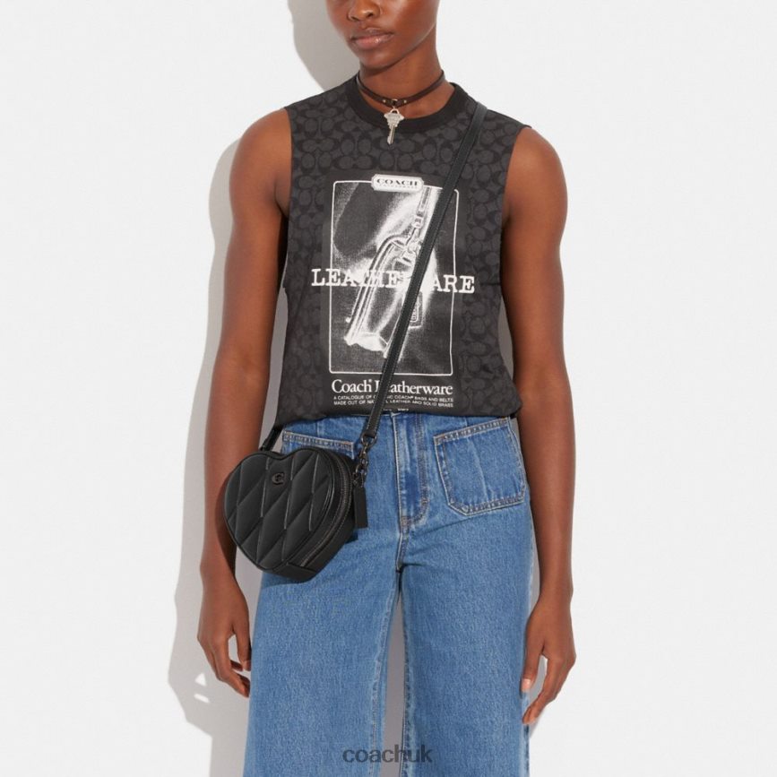 Coach Women HEART CROSSBODY WITH QUILTING V5/Black D0DL44204