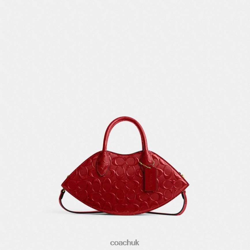 Coach Women LIP BAG IN SIGNATURE LEATHER B4/RED D0DL44239