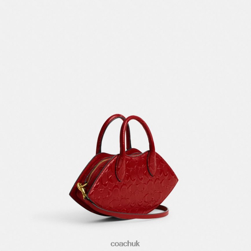 Coach Women LIP BAG IN SIGNATURE LEATHER B4/RED D0DL44239