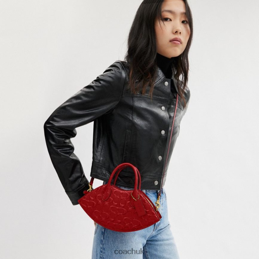 Coach Women LIP BAG IN SIGNATURE LEATHER B4/RED D0DL44239