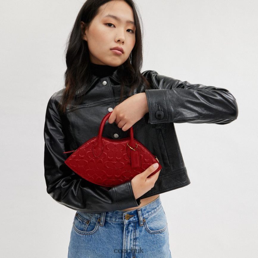 Coach Women LIP BAG IN SIGNATURE LEATHER B4/RED D0DL44239