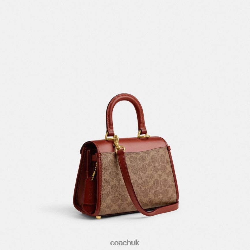 Coach Women SAMMY TOP HANDLE 21 IN SIGNATURE CANVAS B4/Tan Rust D0DL44246