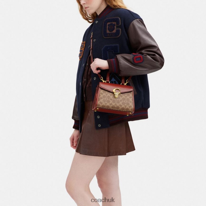 Coach Women SAMMY TOP HANDLE 21 IN SIGNATURE CANVAS B4/Tan Rust D0DL44246