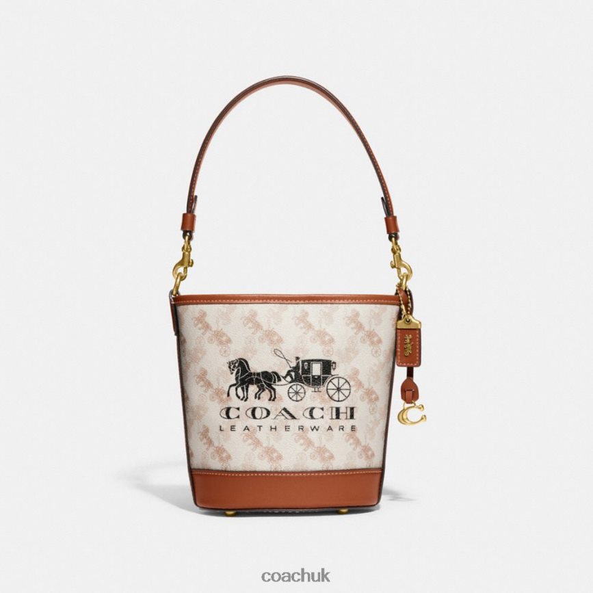 Coach Women DAKOTA BUCKET BAG 16 WITH HORSE AND CARRIAGE PRINT B4/Chalk Burnished Amber D0DL4420
