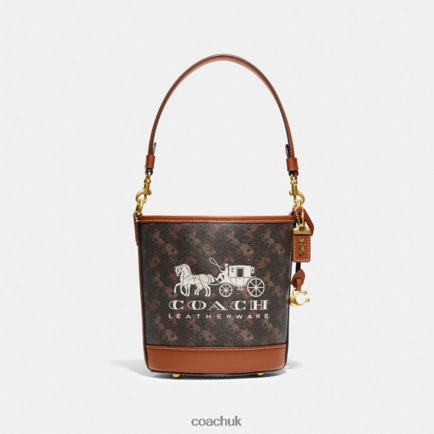 Coach Women DAKOTA BUCKET BAG 16 WITH HORSE AND CARRIAGE PRINT B4/Truffle Burnished Amber D0DL4418