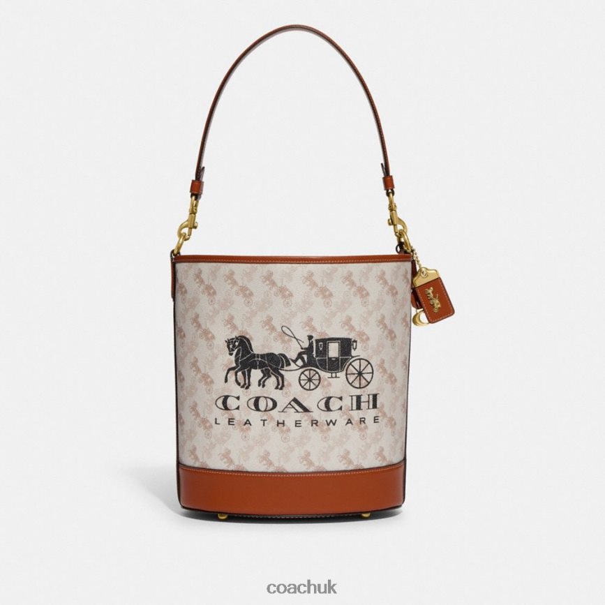 Coach Women DAKOTA BUCKET BAG WITH HORSE AND CARRIAGE PRINT B4/Chalk Burnished Amber D0DL4423