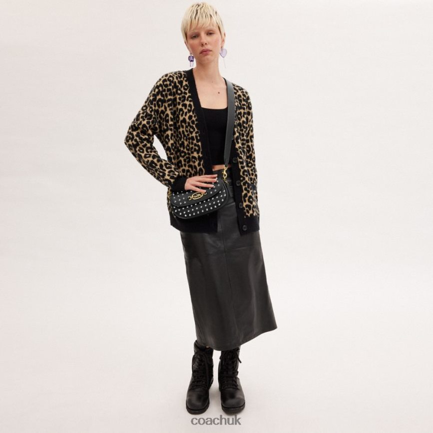 Coach Women HARLEY SHOULDER BAG 23 WITH STUDS B4/BLACK D0DL4431