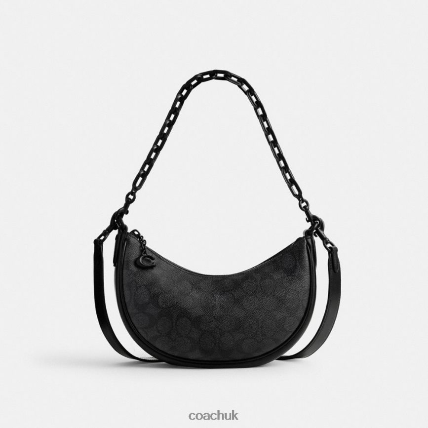Coach Women MIRA SHOULDER BAG IN SIGNATURE CANVAS MW/Charcoal/Black D0DL4452